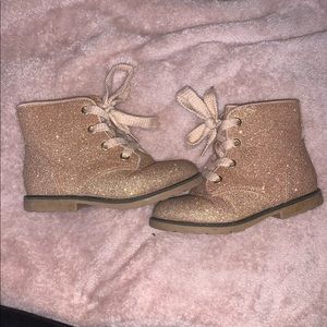 Girls sparkly rose gold boots